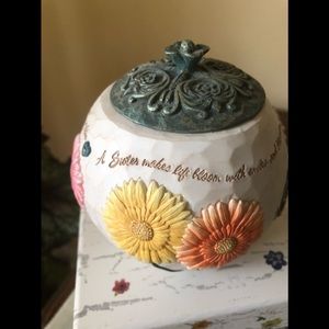 A “Sister” ceramic candle holder w/ gift box.